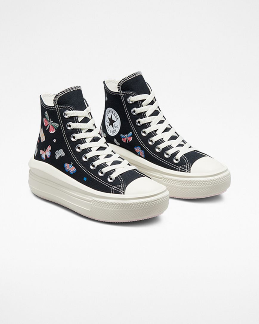 Zapatos Plataforma Converse Chuck Taylor All Star Move Butterfly Wings Altas Mujer Negras Rosas | PE 570L42